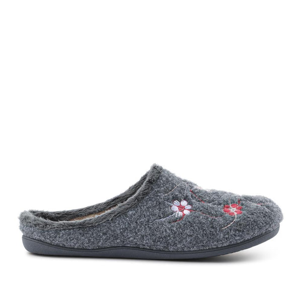 pavers Floral Pattern Mule Slippers - Grey
