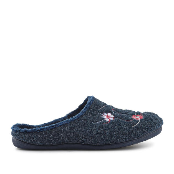 pavers Floral Pattern Mule Slippers - Navy