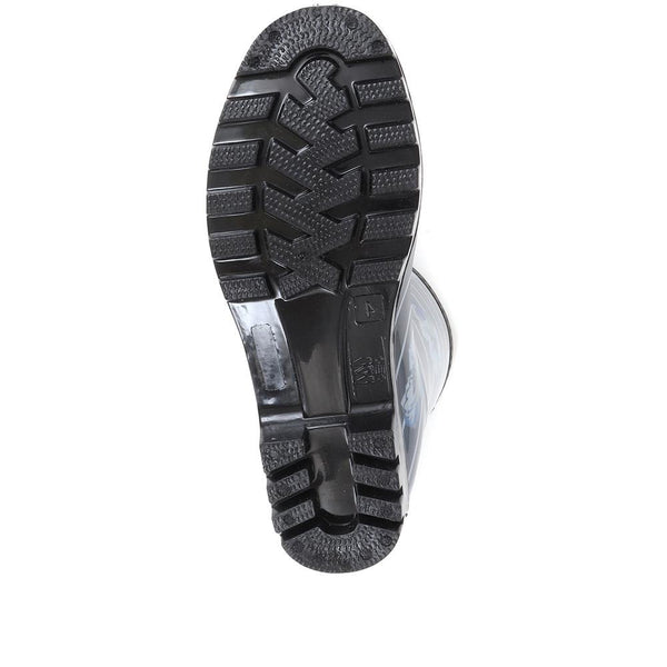 Pavers Floral Print Calf-length Wellies - Navy