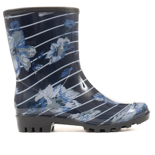 pavers Floral Print Calf-length Wellies - Navy