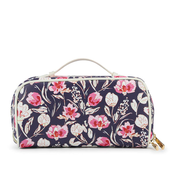 pavers Floral Print Cosmetic Bag - Navy Floral