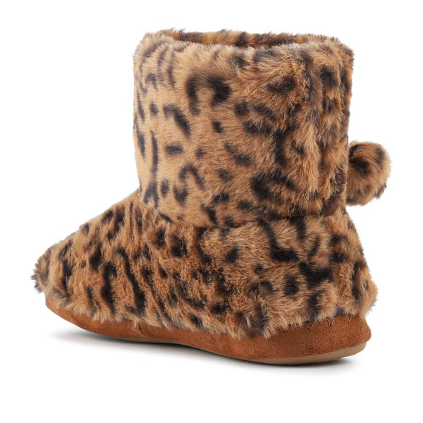 Pavers Fluffy Slippers Boots - Leopard