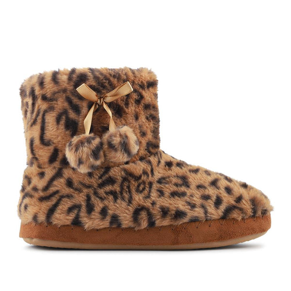 pavers Fluffy Slippers Boots - Leopard