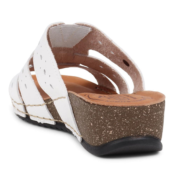 Pavers Fly Flot Embroidered Mule Sandals - White