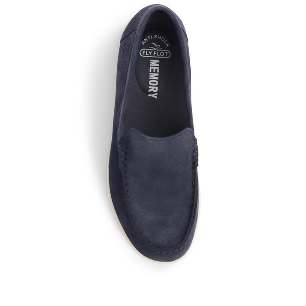 Pavers Fly Flot Leather Moccasins - Navy