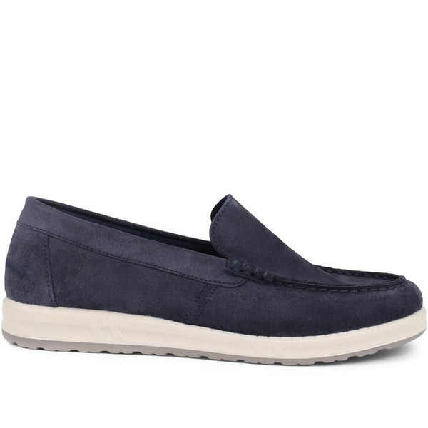 pavers Fly Flot Leather Moccasins - Navy