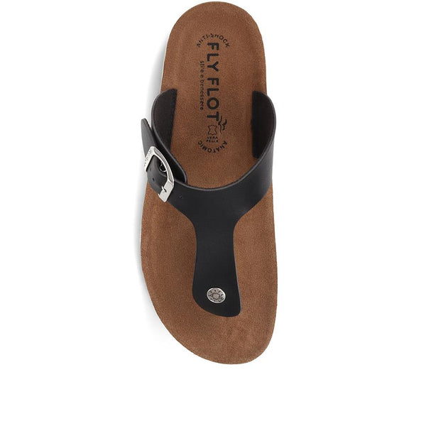 Pavers Fly Flot Toe Post Sandals - Black
