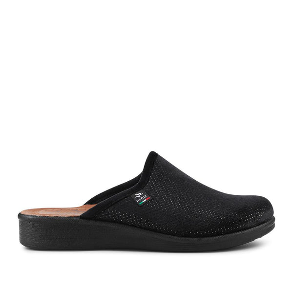 pavers Fly Flot Velour Slip On Shoes - Black