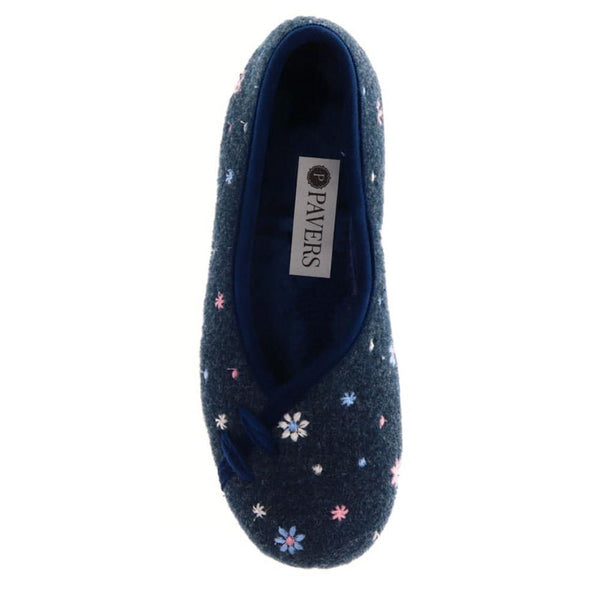 Pavers Full Slippers - Navy Floral