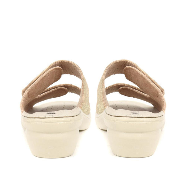 Pavers Fully Adjustable Mule Sandals - Beige-Gold