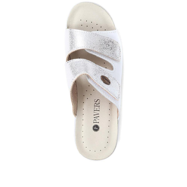 Pavers Fully Adjustable Mule Sandals - White-Silver