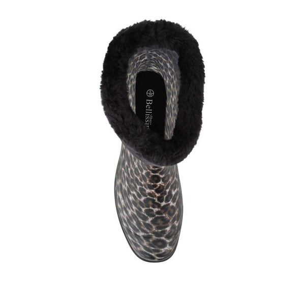Pavers Fur Cuff Warm Lined Ankle Wellies - Leopard