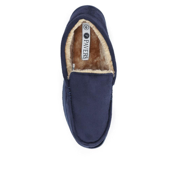 Pavers Fur-Lined Slippers - Navy