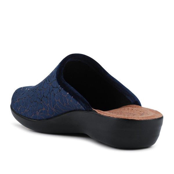Pavers FylFlot Self-Moulding Velour Mules - Navy