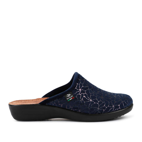 pavers FylFlot Self-Moulding Velour Mules - Navy