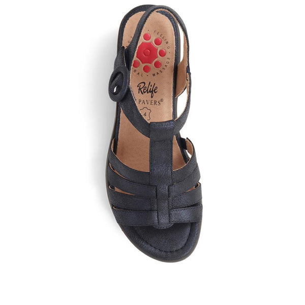 Pavers Gladiator Low Heeled Sandal - Navy