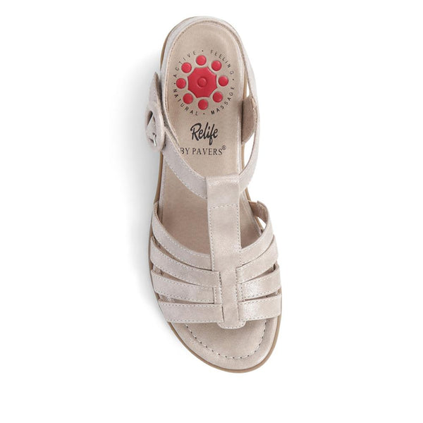 Pavers Gladiator Low Heeled Sandal - Taupe