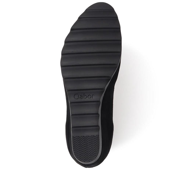 Pavers Grippy Leather Pumps - Black