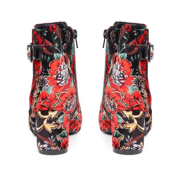Pavers Heeled Buckle Detail Ankle Boots - Floral