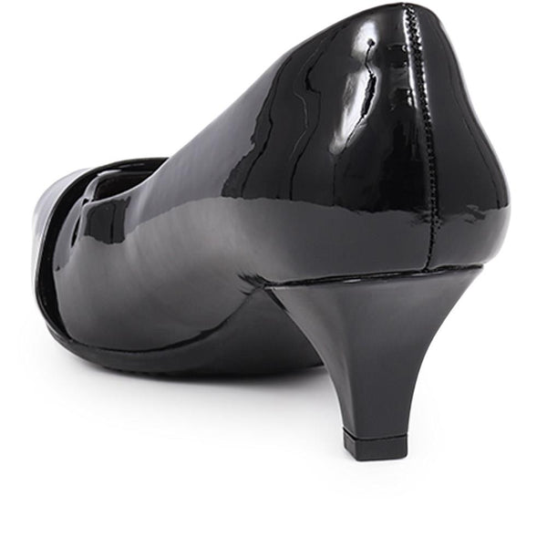 Pavers Heeled Court Shoes - Black Patent
