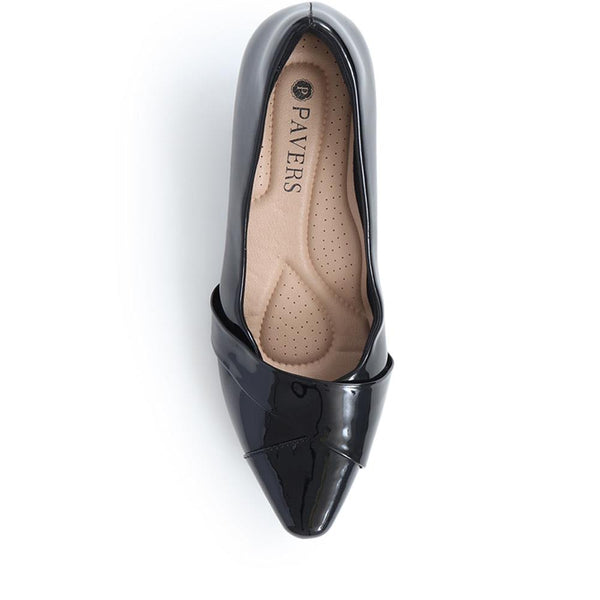 Pavers Heeled Court Shoes - Black Patent