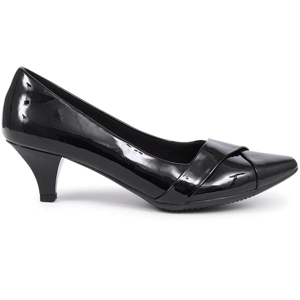 pavers Heeled Court Shoes - Black Patent