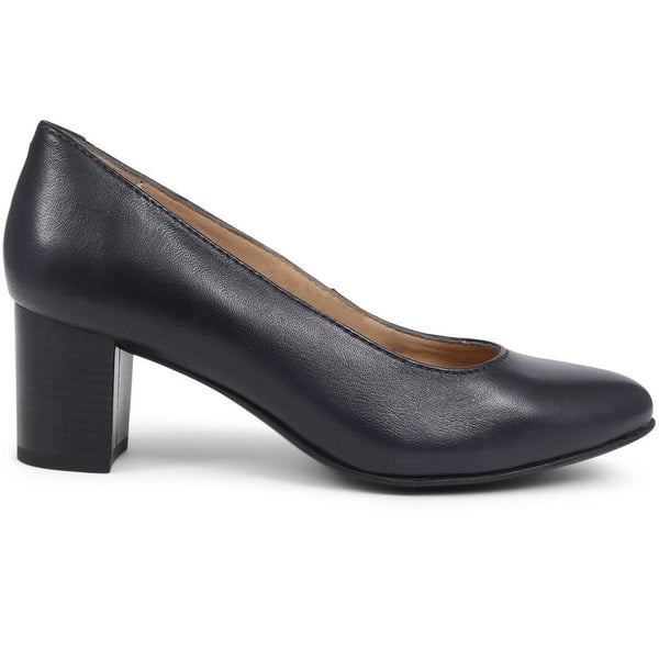 pavers Heeled Leather Court Shoes - Navy