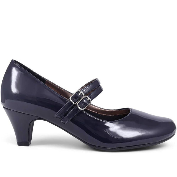 pavers Heeled Mary Janes - Navy Patent