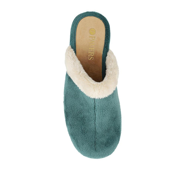 Pavers Heeled Mule Slippers - Teal