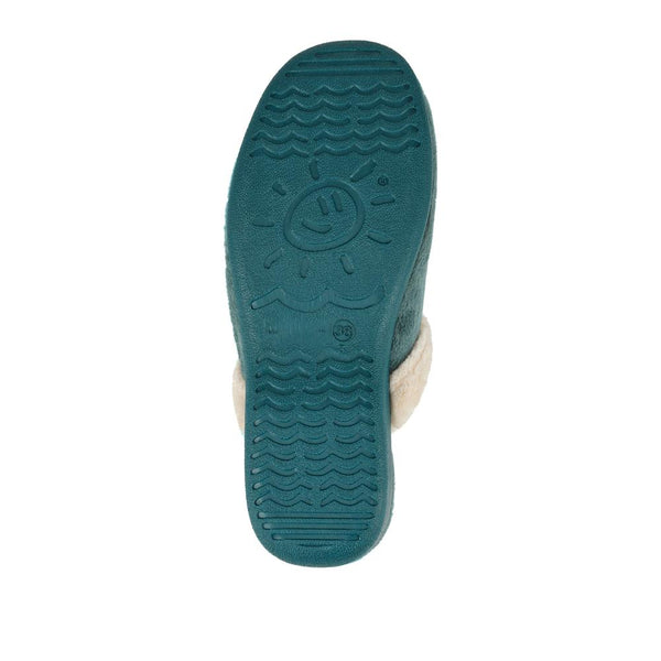 Pavers Heeled Mule Slippers - Teal