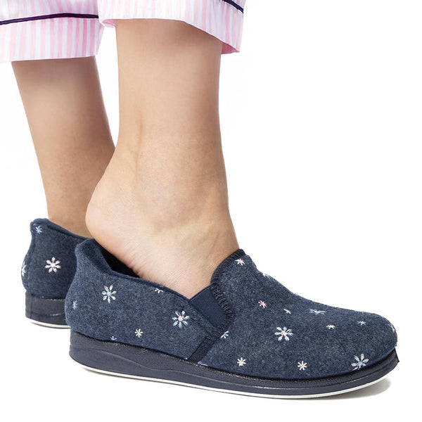 Pavers Just Step In Memory Foam Slippers - Navy
