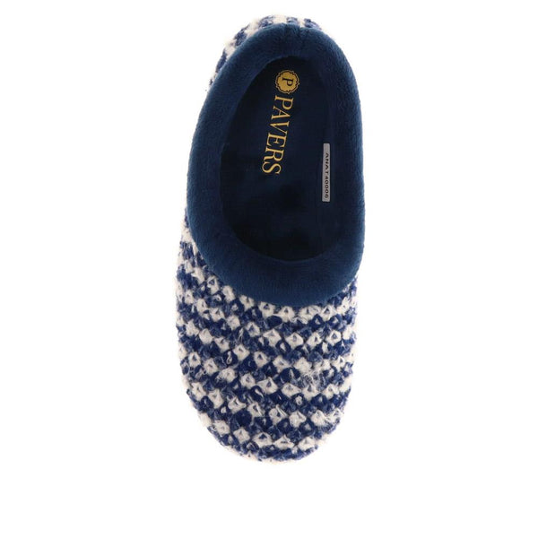 Pavers Knitted Full Slippers - Navy