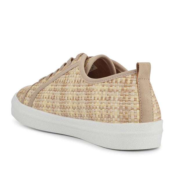 Pavers Knitted-Upper Lace-Up Trainers - Beige Multi