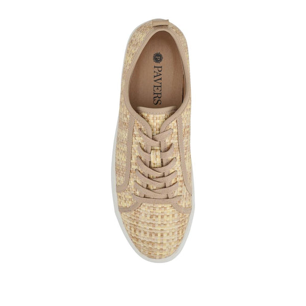pavers Knitted-Upper Lace-Up Trainers - Beige Multi