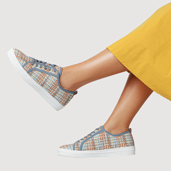 Pavers Knitted-Upper Lace-Up Trainers - Orange Multi