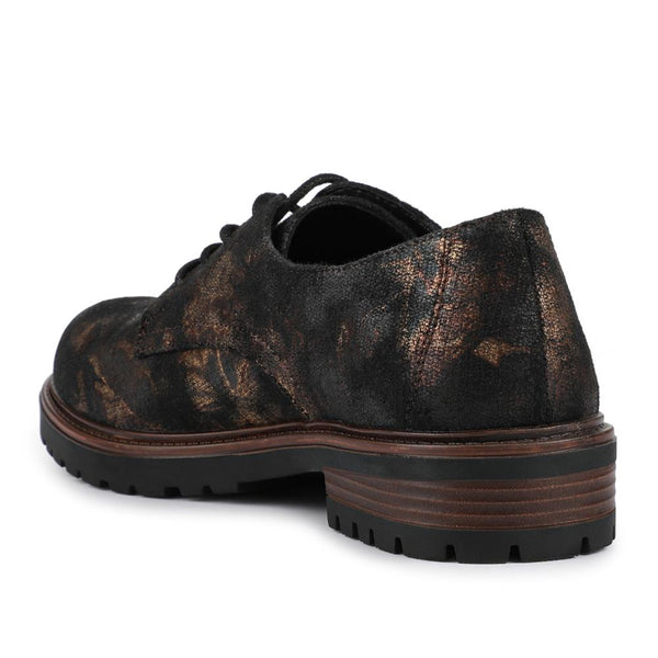 Pavers Lace-Up Block Heel Shoes - Bronze Multi