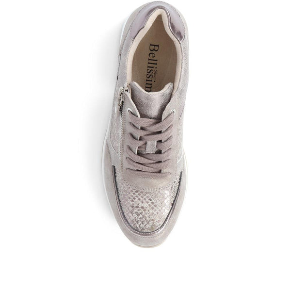 Pavers Lace-Up Chunky Trainers - Taupe