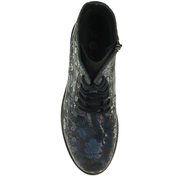 Pavers Lace-Up Leather Ankle Boots - Navy