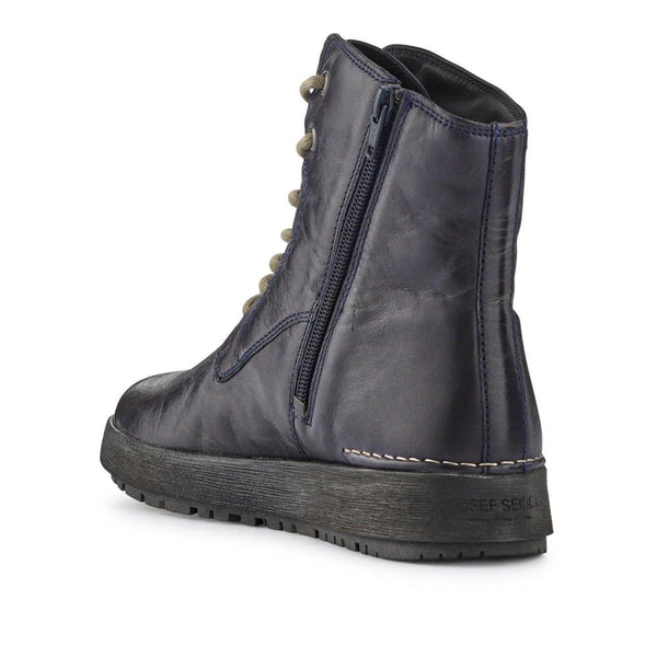 Pavers Lace-Up Leather Ankle Boots - Navy