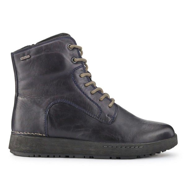 pavers Lace-Up Leather Ankle Boots - Navy