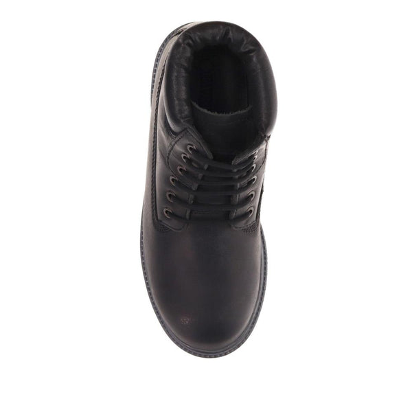 Pavers Lace-Up Leather Boots - Black