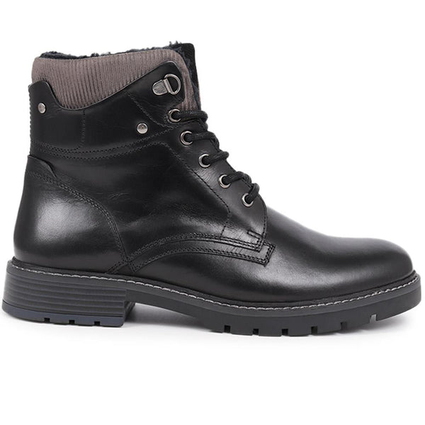 pavers Lace-Up Leather Boots - Black