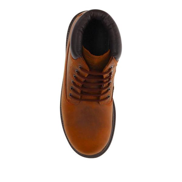 Pavers Lace-Up Leather Boots - Rust