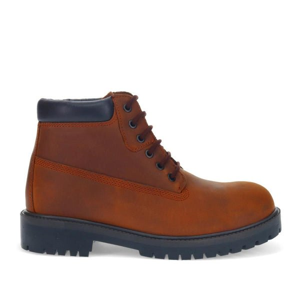 pavers Lace-Up Leather Boots - Rust