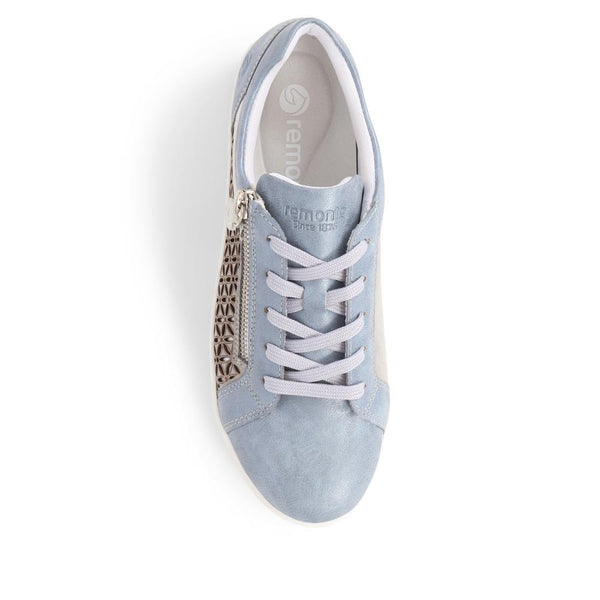 Pavers Lace-Up Leather Trainers - Blue