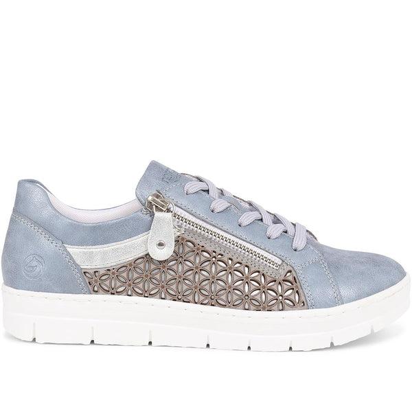 pavers Lace-Up Leather Trainers - Blue