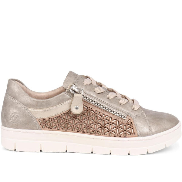 pavers Lace-Up Leather Trainers - Metallic