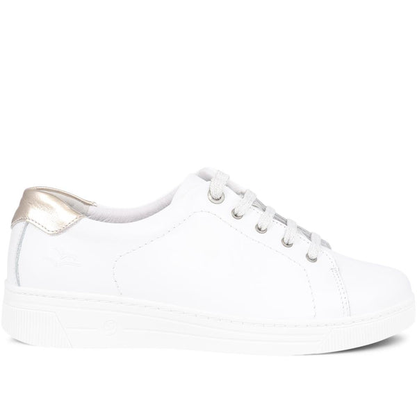 pavers Lace-Up Leather Trainers - White-Gold