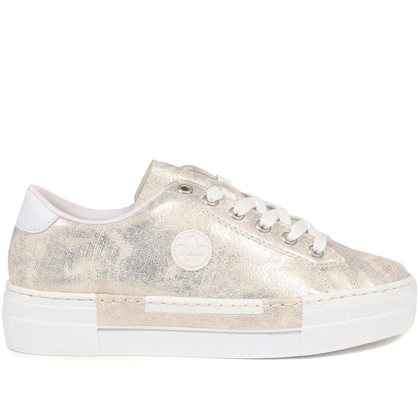 pavers Lace-Up Platform Trainers - Metallic