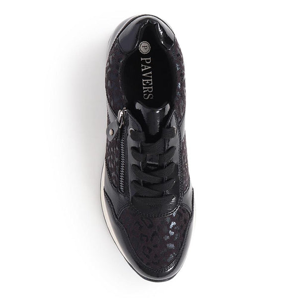 Pavers Lace-Up Trainers - Black Leopard
